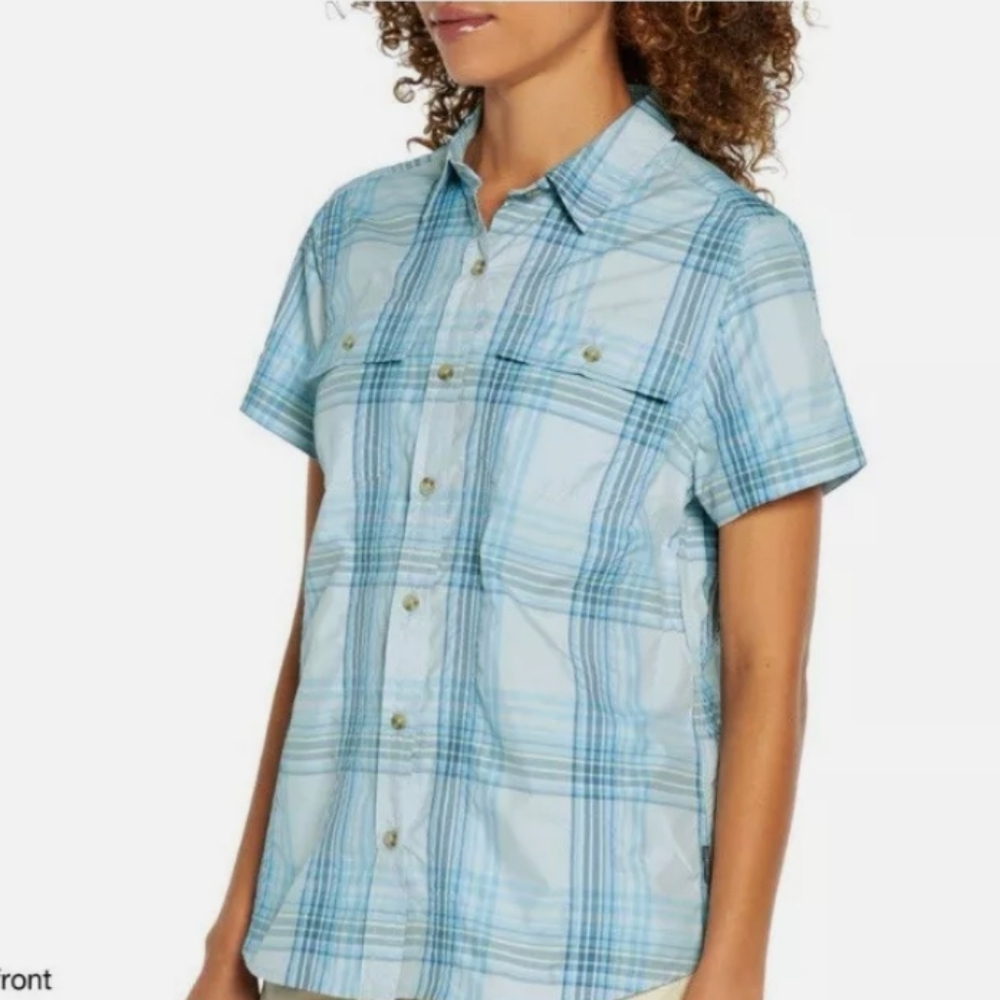 Eddie Bauer Women's Short Sleeve Adventure Shirt Moisture Wicking Pocket XXL NEW